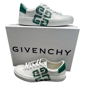 Givenchy White and Green Logo City Sport Sneakers
